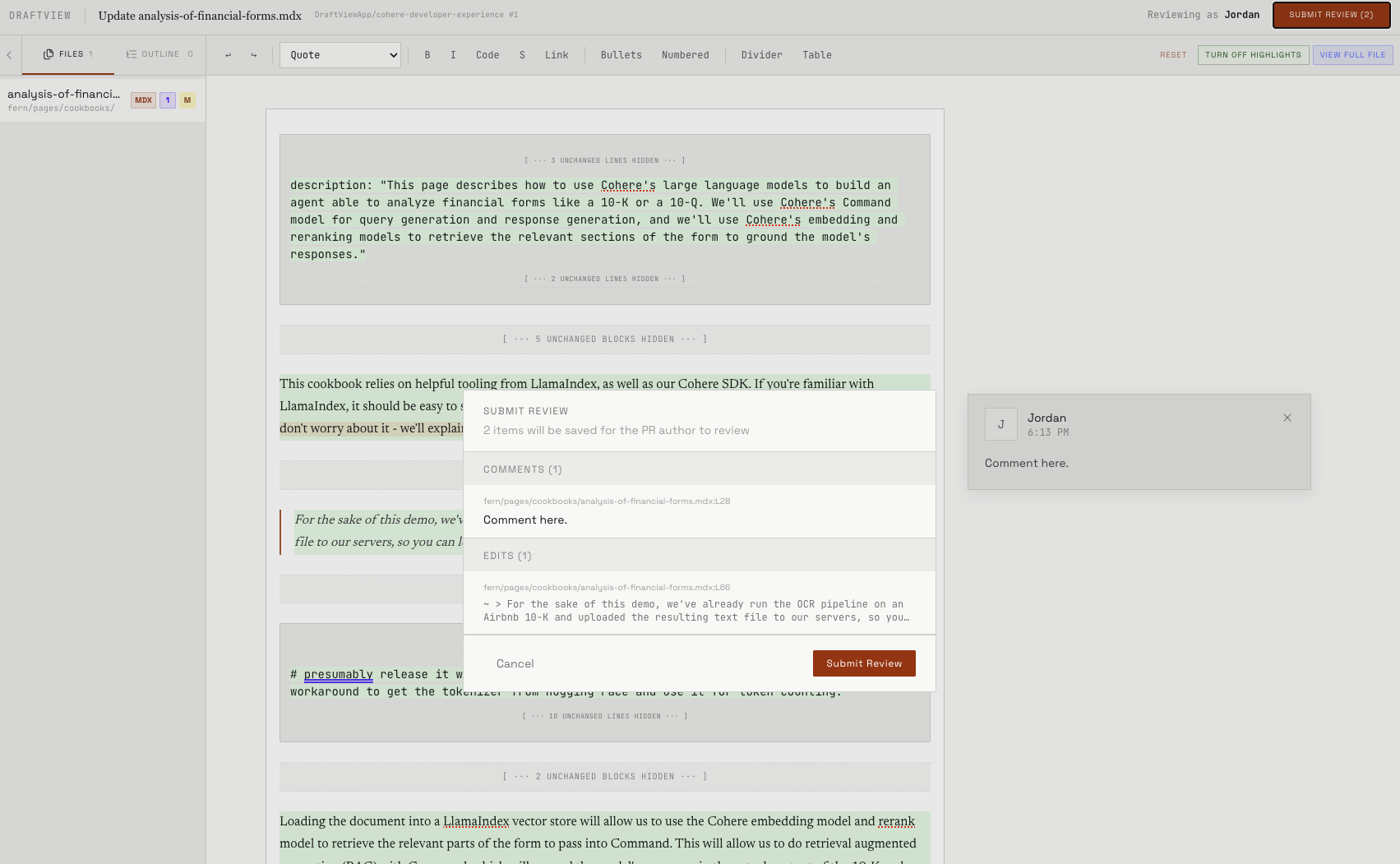 Review link and password ready to share, with a Revoke Link option